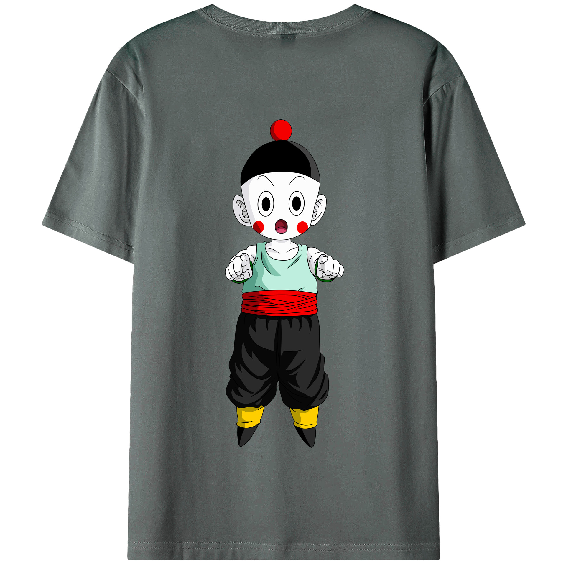 （画像用） ドラゴンボール 餃子（チャオズ）DRAGON BALL Chaoz 綿100％半袖Tシャツ（背面プリント）